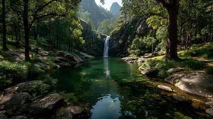 Obraz premium Crystal clear jungle river high resolution picture