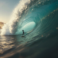 surfing on the beach