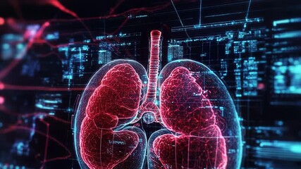 Human lungs displaying advanced diagnostics and medical technology - Powered by Adobe