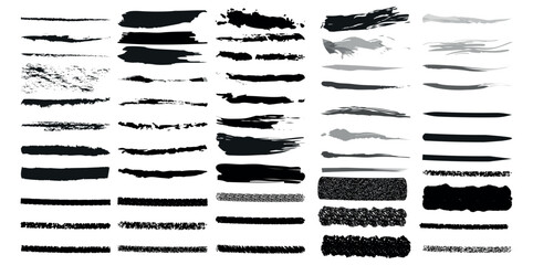 set of hand drawn paint brushes, Diverse set of black paint ink brush strokes, brushes, lines. Ink splashes stencil. High quality manually traced, paint streaks
