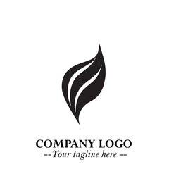 Leaf Logo Symbol Black on White Background in Elegant Minimalist Vector Design for Eco Branding