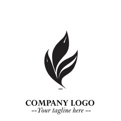 Leaf Logo Symbol Black on White Background in Elegant Minimalist Vector Design for Eco Branding
