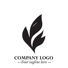 Leaf Logo Symbol Black on White Background in Elegant Minimalist Vector Design for Eco Branding