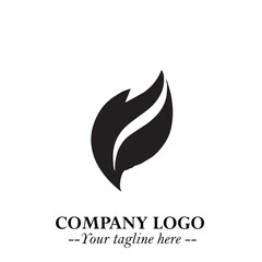 Leaf Logo Symbol Black on White Background in Elegant Minimalist Vector Design for Eco Branding