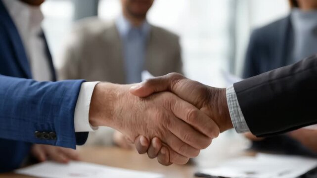 Executives shaking hands after signing a collaboration deal symbolizing strategic partnerships bridging profit goals with community engagement.