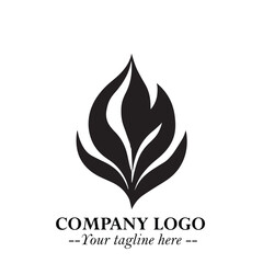 Leaf Logo Symbol Black on White Background in Elegant Minimalist Vector Design for Eco Branding