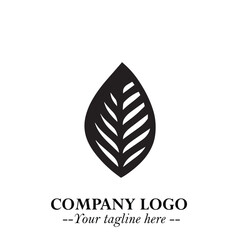 Leaf Logo Symbol Black on White Background in Elegant Minimalist Vector Design for Eco Branding