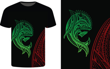 Polynesian tribal tattoo style t shirt design vector, oceanic t shirt template.