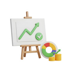 3D Business Growth Chart and Money Stack graph upward trend