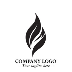Leaf Logo Symbol Black on White Background in Elegant Minimalist Vector Design for Eco Branding