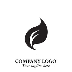 Leaf Logo Symbol Black on White Background in Elegant Minimalist Vector Design for Eco Branding
