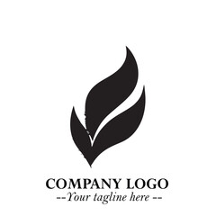 Leaf Logo Symbol Black on White Background in Elegant Minimalist Vector Design for Eco Branding