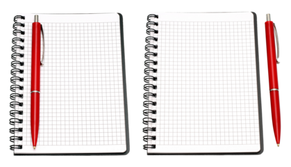 Set of notebooks paired with a business pen isolated on transparent background