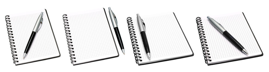 Set of notebooks paired with a business pen isolated on transparent background