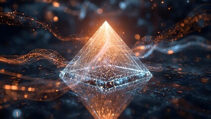 Mystic prism with digital particles symbolizing technology and innovation