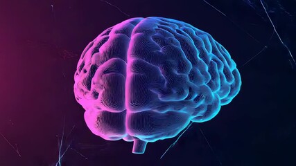Human brain outline digital connecting lines art - Powered by Adobe