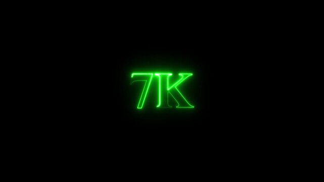 7K.Congratulations. subscribers. neon number. Alpha channel animation in Easy to put into any video. neon 7k Follower neon Text And Firework Animation Subscribers,7k Subscription Animation Videos
