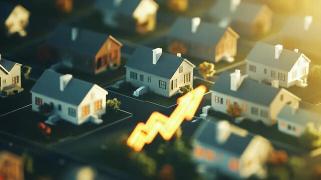 Housing market showing increasing property value and growth