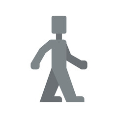 Gray Geometric Humanoid Figure Walking Motion Abstract Simple Flat Design Transparent Background.