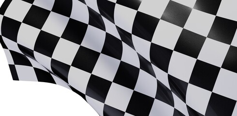 High-quality image of a checkered racing flag waving. Perfect for sports, racing, victory, and competition themes.