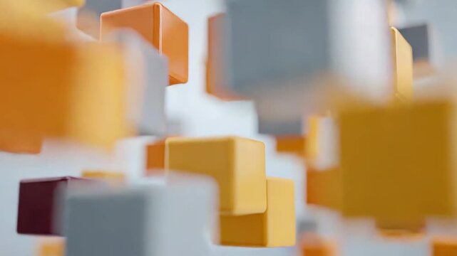 Abstract colorful cubes floating creating connection network