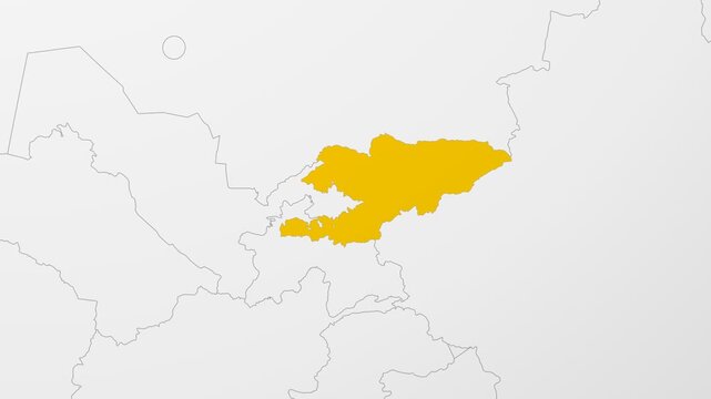 Kyrgyzstan map. Animated zoom into the country on the Globe in Black White color palette. Country logo animation. Map with meridians, parallels. Creative video.
