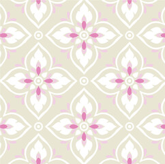 Seamless geometric pattern,  hexagonal motifs on a beige background. Perfect for textile design, fabric print, wallpaper, wrapping paper, and decorative backgrounds. 