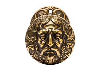 Ornate antique brass escutcheon with keyhole isolated on transparent background