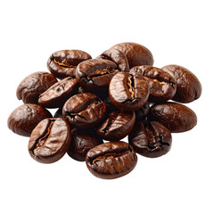 Obraz premium Pile of roasted coffee beans, close-up studio shot on white.