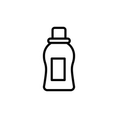 A Black Outline Icon of a Bottle With A Label Area on a Transparent Background
