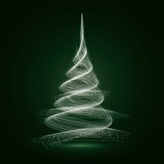 digital glowing tech christmas tree on green background	
