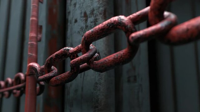 Rusty metal chain creating industrial background element
