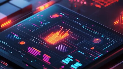 Digital screen displaying data analytics and business graphs - Powered by Adobe