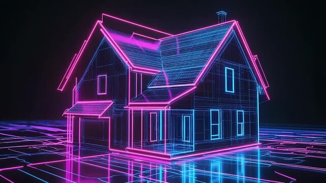 Digital house blueprint in metaverse grid network - Powered by Adobe