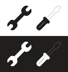 Set of tools black and white.