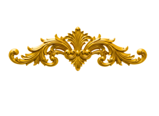 Ornate golden decorative flourish isolated on transparent background
