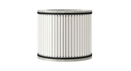 A new white cylindrical pleated air filter cartridge for an air purifier or vacuum cleaner, shown isolated against a plain white background.