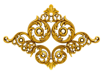 Ornate golden decorative flourish isolated on transparent background