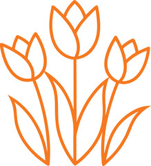Beautiful Orange Tulip Botanical Line Art Illustration Vector