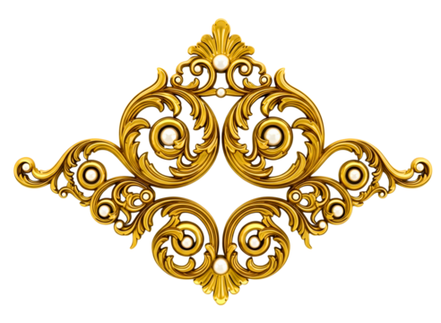 Ornate golden decorative flourish isolated on transparent background