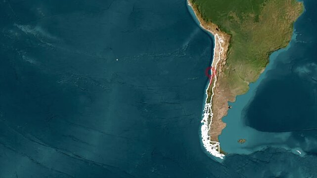 Chile Map Animation: Santiago Capital Highlight, South America Geography, and Travel Destinations