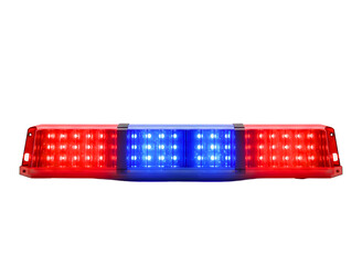 Emergency vehicle light bar with blue and red leds isolated on transparent background
