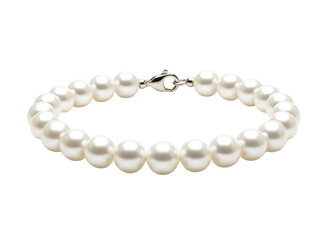 Obraz premium Elegant white pearl bracelet with silver clasp isolated on transparent background