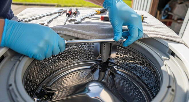 Washing Machine Repair, Close-up of Internal Components