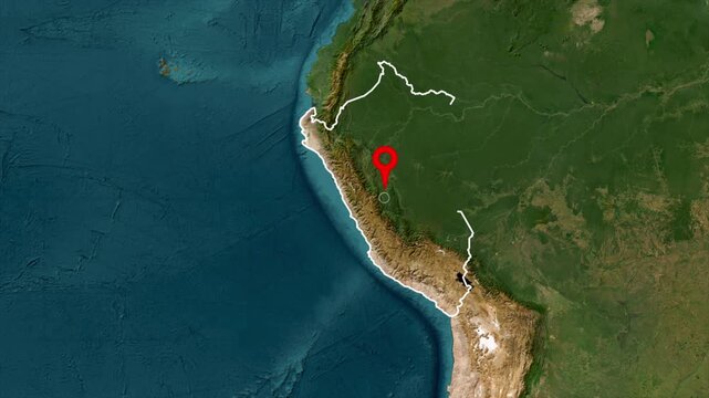 Geographic Pinpoint on Peru Country Map 4K
