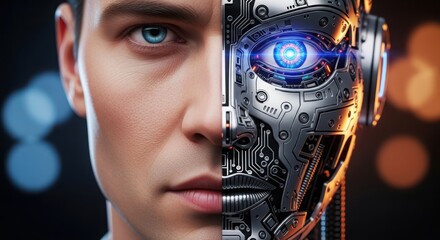 Split face human and robot