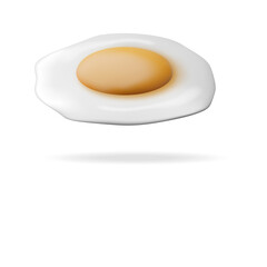 A Perfectly Cooked Fried Egg with a Golden Yolk and White Edges on a Transparent Background with Subtle Shadow