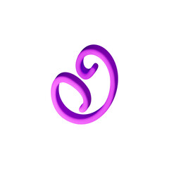 Fototapeta premium A purple abstract curved symbol with a 3d effect and a transparent background