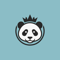 The Panda Wild King logo flat design focuses on simplicity, elegance, and ease of recognition. Vector Sign for Mascot, Logos, and Icons.