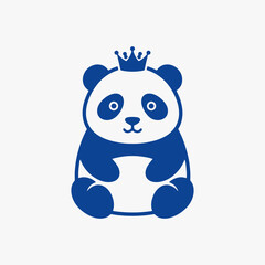 The Panda Wild King logo flat design focuses on simplicity, elegance, and ease of recognition. Vector Sign for Mascot, Logos, and Icons.